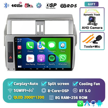 Android 14 For Toyota Land Cruiser Prado 150 2013 - 2017 2K QLED Android Car Radio Multimedia Video Player GPS Stereo CarPlay 4G