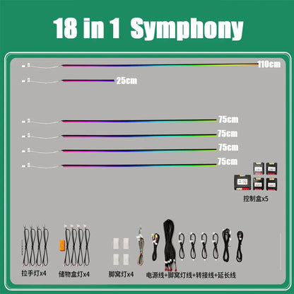Atmosphere Lamp For A3 A3L 2021-2025 Dynamic Magic 30 Colors Mobile Control Saddle Trim Car RGB magic Symphony Ambient LED Light