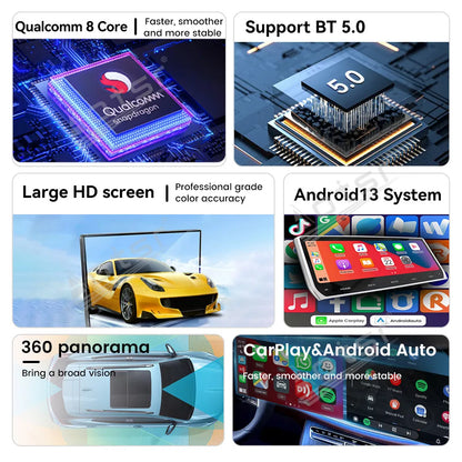 13.8 Inch Android 13 For Dodge RAM 1500 2008 - 2012 Tesla-style Car GPS Navi Multimedia Carplay Player Radio BT Stereo Head Unit