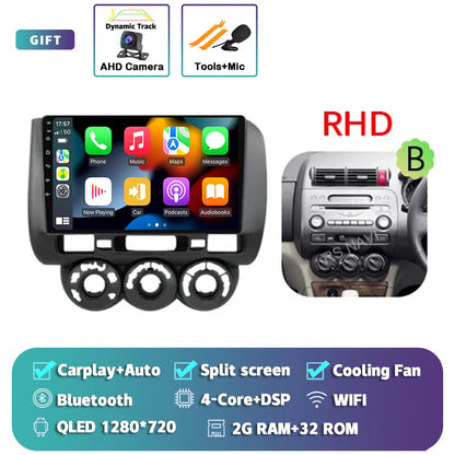 Android 14 For Honda Jazz 1 GD 2001 - 2008 Fit 2001-2009 2K QLED Stereo Car Radio Multimedia Video Player GPS 4G CarPlay
