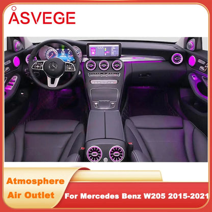 7/5pcs 64 Colors Interior Ambient Light For Mercedes-Benz C Class W205 2015-2023 W213 W156 W117 W176 Air Vent Lights Accessories