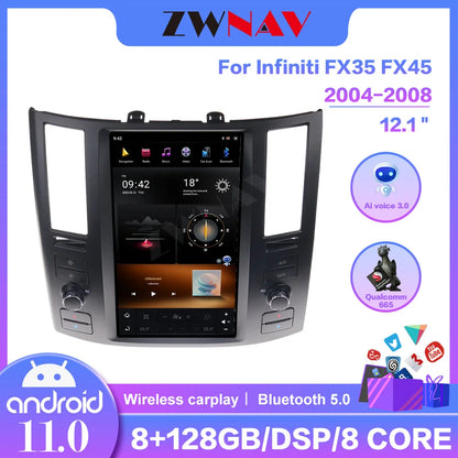8+128GB Tesla Style Screen For Infiniti FX FX25 FX35 FX45 2003-2008 Android Car Radio Multimedia DVD Player Stereo Carplay Navig