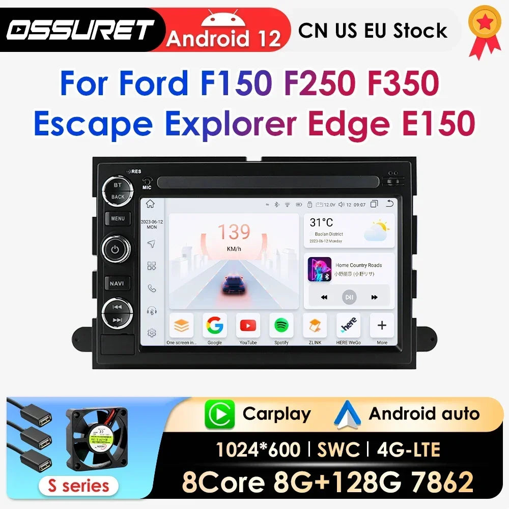 2Din AI Carplay Android Car Radio For Ford F150 F250 F350 Escape Explorer Edge E150 Mustang GPS Multimedia Player Octa Core 7862