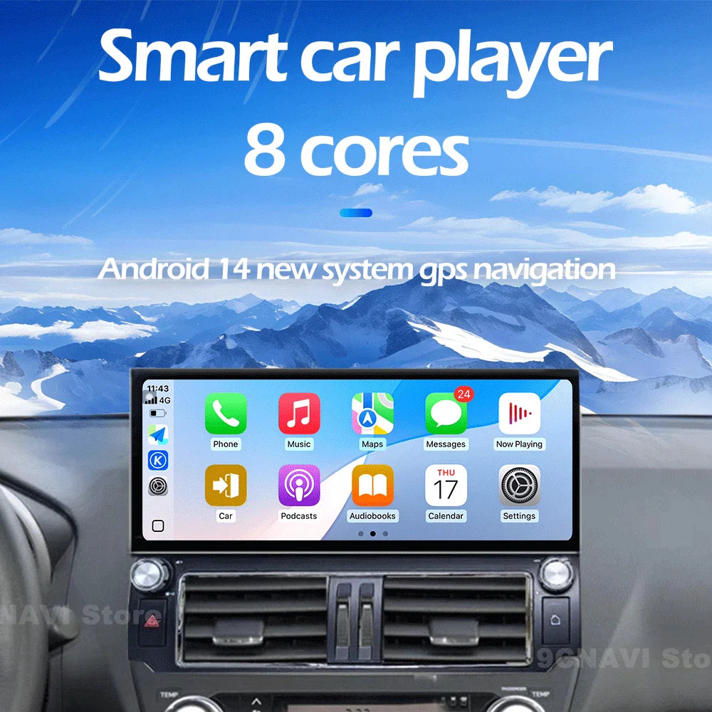 12.3" Android 14 Auto Car Radio Multimedia Player For Toyota Land Cruiser Prado 150 2018-2023 Navigation GPS Carplay Head Unit