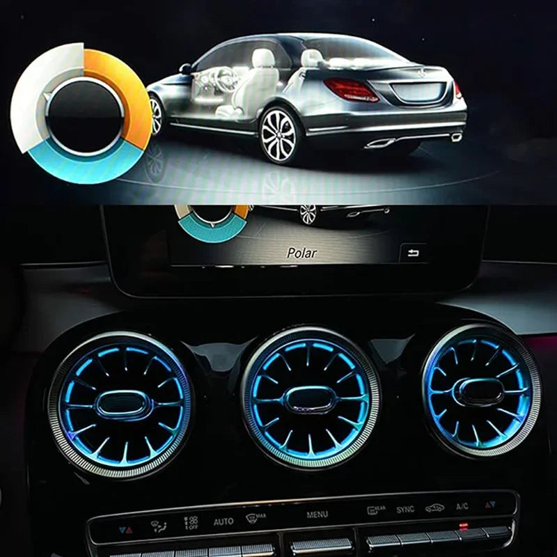 7/5pcs 64 Colors Interior Ambient Light For Mercedes-Benz C Class W205 2015-2023 W213 W156 W117 W176 Air Vent Lights Accessories
