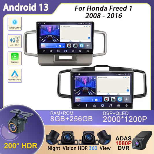 WIFI For Honda Freed 1 2008 - 2016 Car Radio Multimedia Video Player Navigation GPS Android Auto QLED Screen No 2din 2 din DVD