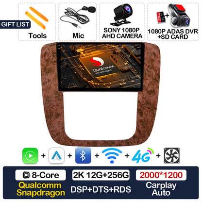 Android 15 Carplay Auto Car Radio For GMC Yukon Chevrolet Tahoe Suburban 2008 - 2012 Multimedia Stereo Video Player NAVI GPS 4G