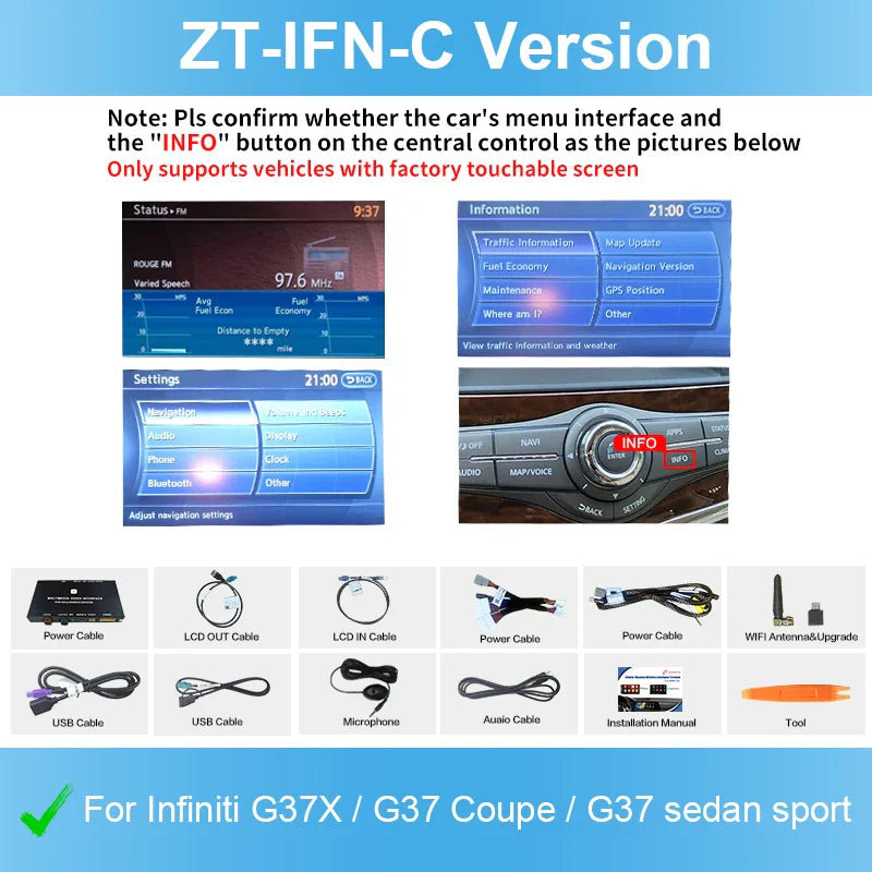 Wireless CarPlay Android Auto for Infiniti G37X/G37 Coupe/G37 sedan sport Mirror CarPlay Upgrade Retrofit Multimedia Navigation