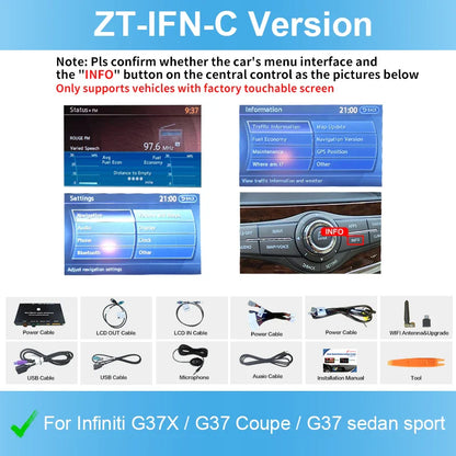 Wireless CarPlay Android Auto for Infiniti G37X/G37 Coupe/G37 sedan sport Mirror CarPlay Upgrade Retrofit Multimedia Navigation