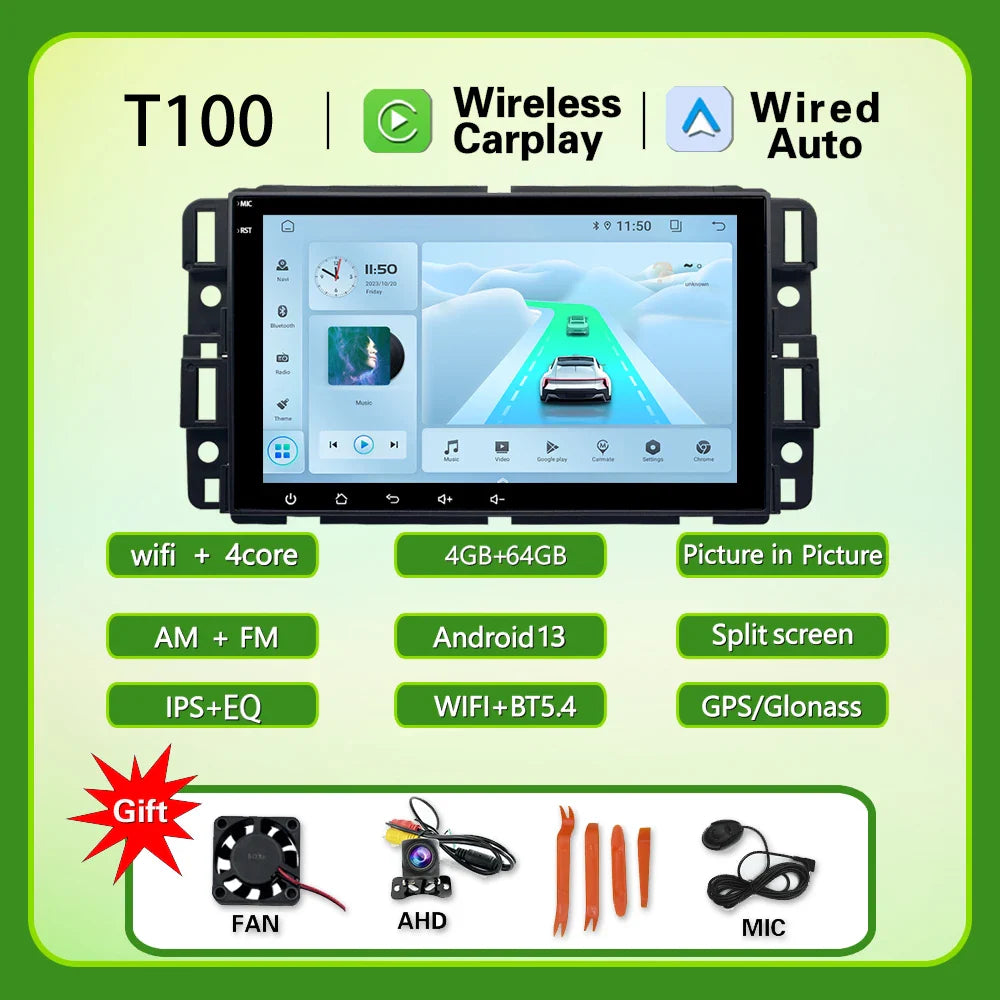 CarPlay Head Unit for Chevrolet Express Van, 4G, WiFi, Android 13, GPS, Tahoe, GMC Yukon, Acadia, Auto Radio