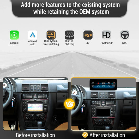 Car Radio For Mercedes Benz G Class G500 G55 W461 W463 2008-2015 Android 14 Wireless BT Carplay Snapdragon 680 Head Unit Screen