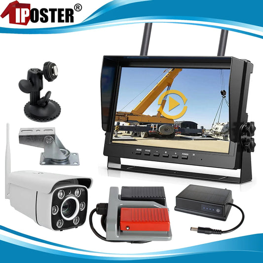 iPoster 10.1" IPS Screen DVR Monitor 1080P 30x Optical Zoom Digital Wireless Camera For Construction Tower Crane Lift Excavator
