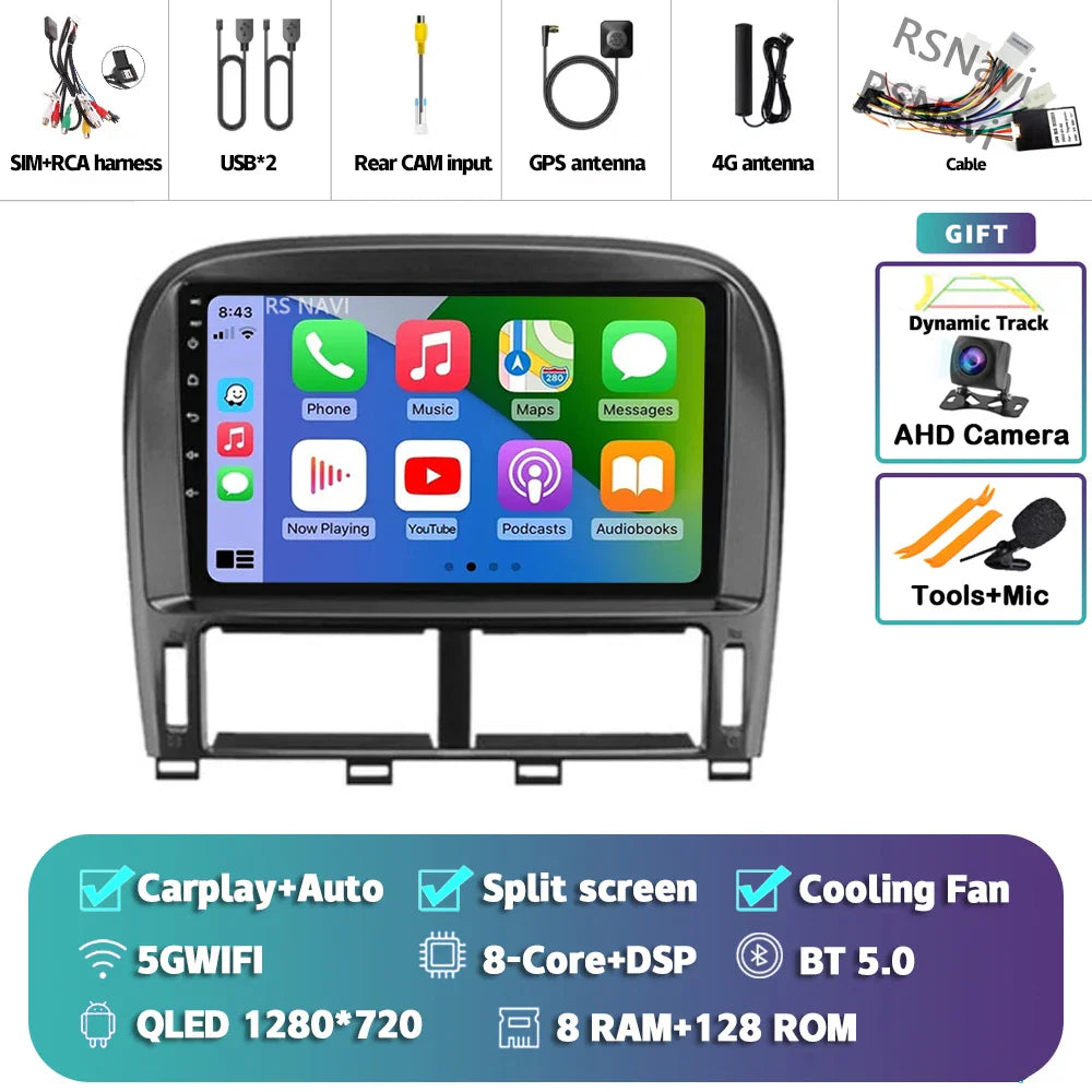 Android 14 Carplay Auto Car Radio Multimedia Player For Lexus LS430 XF30 LS 430 2000 - 2006 DSP Autoradio Stereo 2din Head Unit