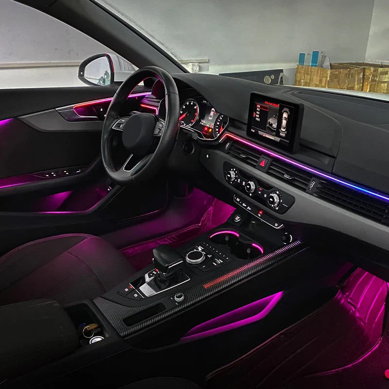LED Ambient Lights For Audi A4 A4L 2009-2023 Models 64 Colors Rainbow Atmosphere Lamps APP/ Car Play/Car Radio Control