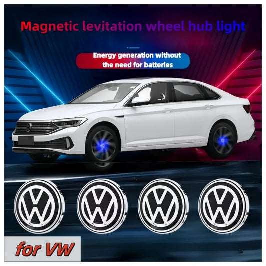 For Volkswagen wheel hub LED light caps floating luminous wheel hub covers suitable for Golf 4/6/7 Touran Passat Tiguan Polo