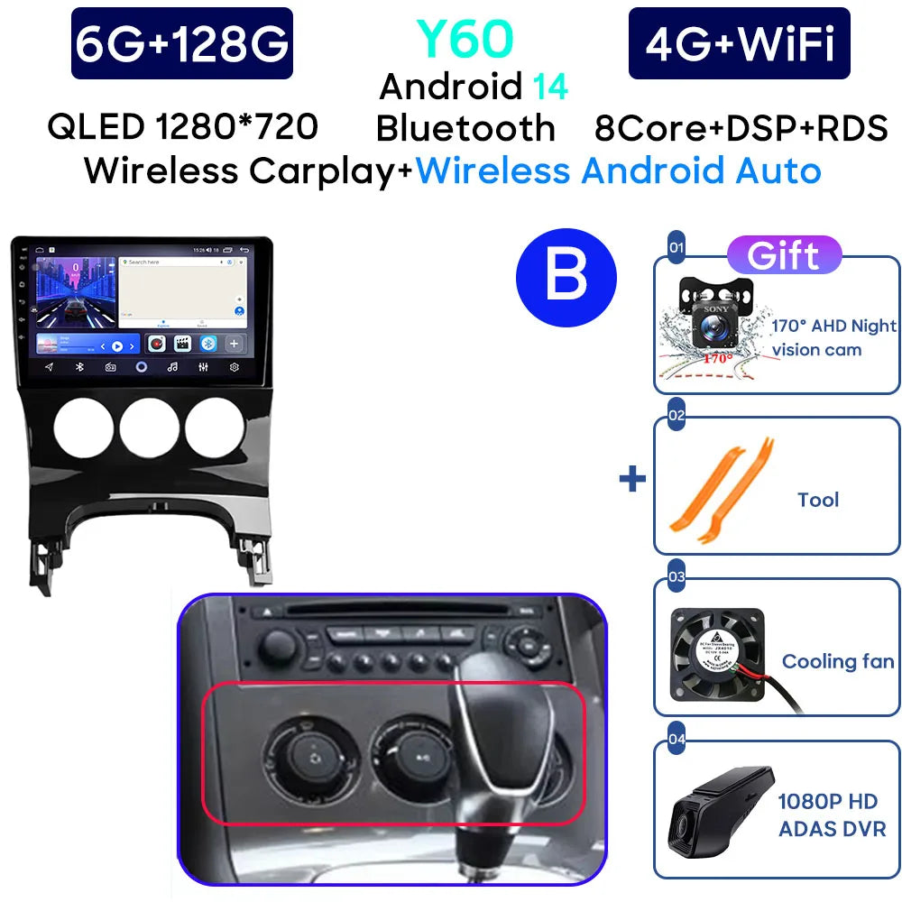 Car Radio Android 14 For Peugeot 3008 5008 2009-2016 LHD Navigation GPS Android Stereo Multimedia Player Screen No 2din 4G Wifi