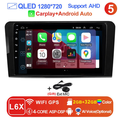 LEHX L6Pro 2 DIN Android 14 Car Radio For Mercedes Benz ML GL aW164 ML350 ML500 GL320 X164 ML280 GL350 GL450 Carplay Auto Audio