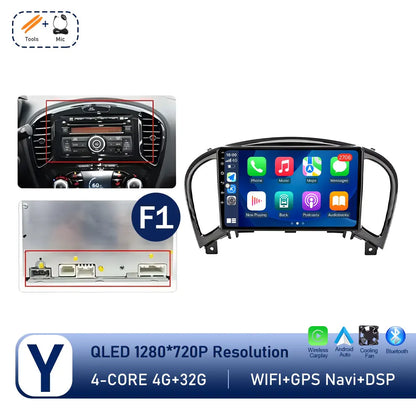 Carplay Android OS for Nissan Juke YF15 2010 - 2014 QLED Touch Screen 9 '' Car Radio Stereo Player GPS Navigation WiFi Head Unit