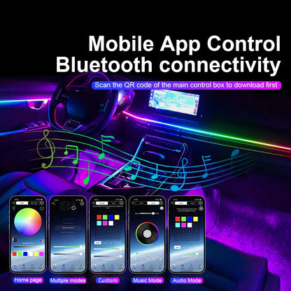 14/18 in 1 Led Car Ambient Lights RGB Symphony 213 Color Rainbow Acrylic Strips Atmosphere Lamp Kit Support One Zone Dual Zone