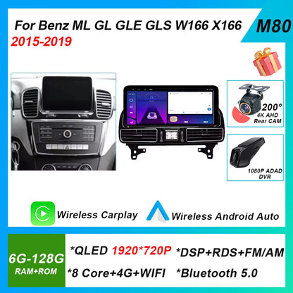 Android 14 Radio For Mercedes Benz ML GL GLE GLS W166 X166 2012-2019 12.3” 4.5NTG 5.0NTG Car Raido Multimedia Video Player GPS