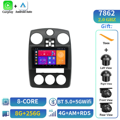 Car Radio Android 14 Multimedia Wireless BT Carplay For Chrysler PT Cruiser 2007-2009 Head Unit 7862S 8G 256G 2K QLED Screen