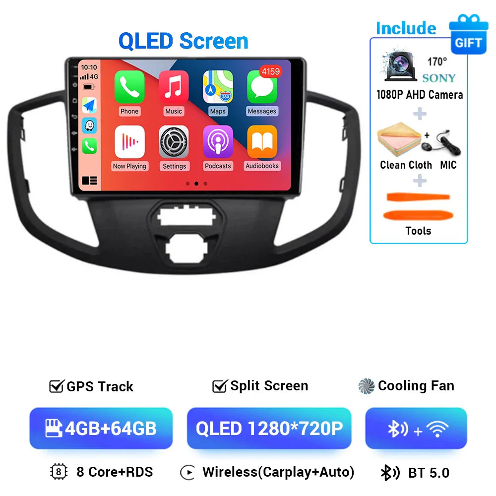 Android 15 Wireless Carplay&Auto WIFI+4G For Ford Transit 2015 2016 2017 2018 Car Radio Multimedia Video Player GPS Stereo 2din