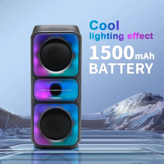 Wireless Column Big Power Stereo Portable Bluetooth Speaker Subwoofer Bass Party Speakers with Microphone Family Karaoke USB