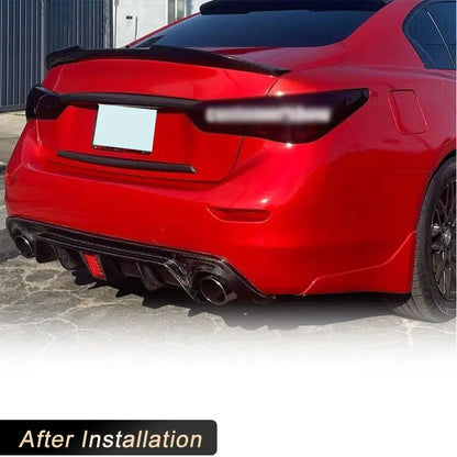 Real Carbon Fiber Car Racing Rear Bumper Diffuser Lip Spoiler For Infiniti Q50 2014-2017 Rear Diffuser Lip Apron with Light