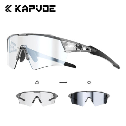Kapvoe New Photochromic Cycling Sunglasses Men Women MTB Glasses UV400 Bicycle Eyewear Outdoor Sports Running Road Bike Goggles