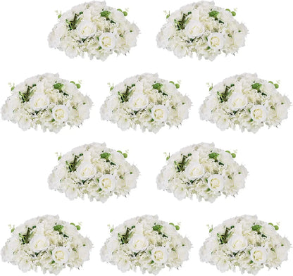 Flower Ball Arrangement Bouquet - 10 Pcs 15.7 inch Diameter White Fake Flowers Roses Balls for Centerpieces Tables  Rose