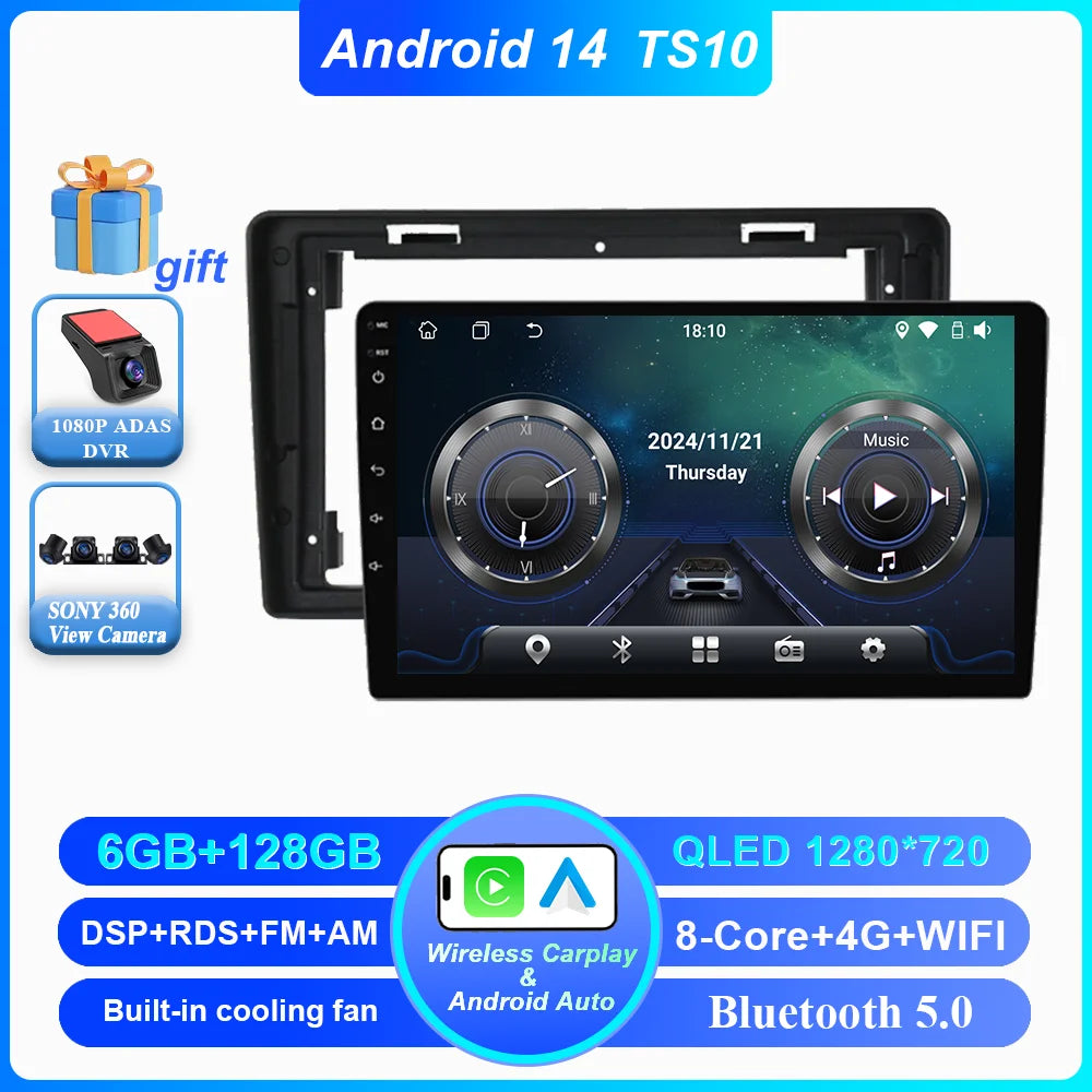 Car DVD Android 14 Radio Stereo For Citroen C2 C3 2001 2002 2003 -2010 Auto Multimedia Video Player GPS Navigation NO 2Din WIFI