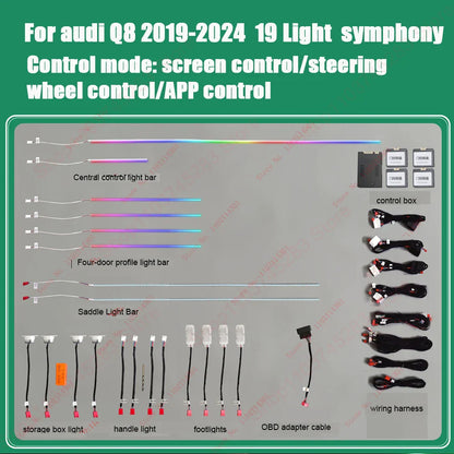 30 Colors Ambient light for audi Q6 2023-2024 Q7 2006-2019 Q8 2019-2024 Interior Atmosphere Light Original car MMI knob control