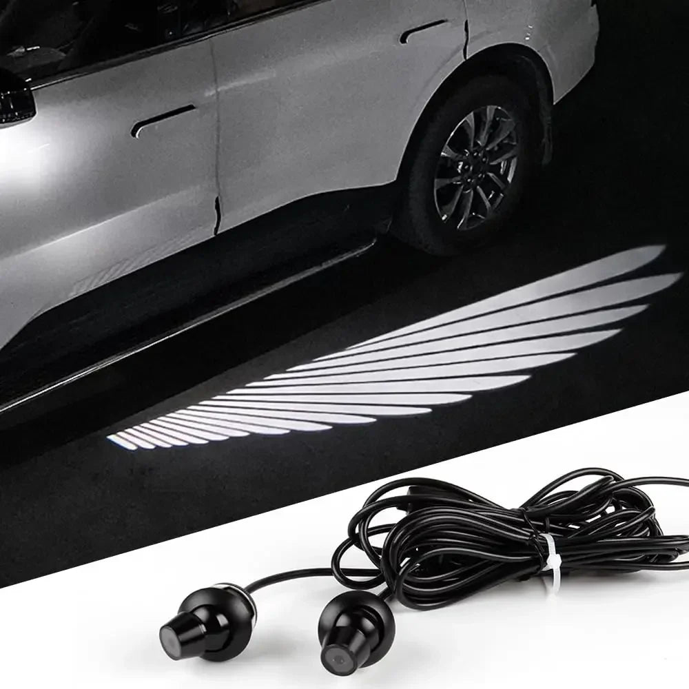 2pcs Car Side Rearview Mirror Welcome Lights Angel Wing Dynamic Projection Lamp Projection Lamp Cool For All Brands All Models