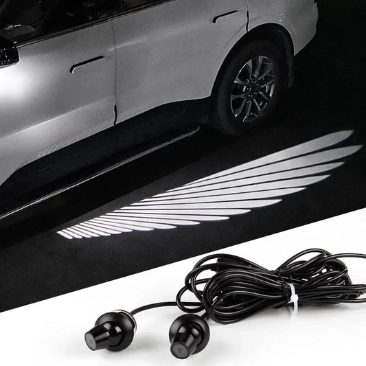 2pcs Car Side Rearview Mirror Welcome Lights Angel Wing Dynamic Projection Lamp Projection Lamp Cool For All Brands All Models