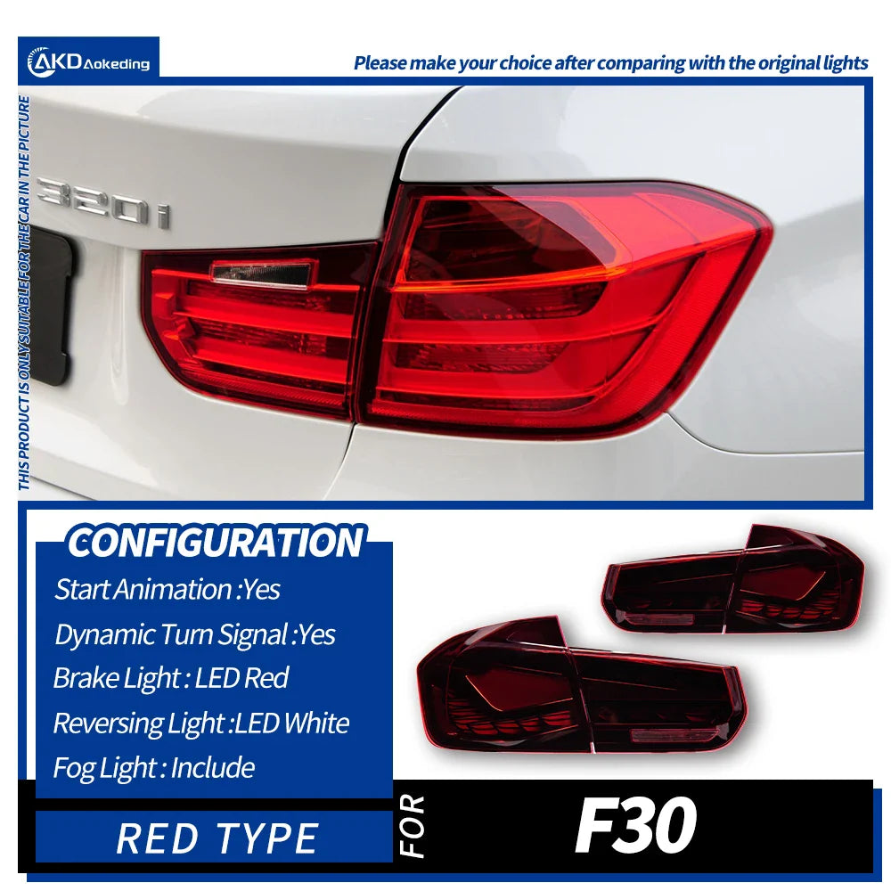 AKD Car Styling Accessories for BMW F30 Tail Lights 2013-2018 F80 LED Tail Light Rear Stop Lamp 320i 325i 330i DRL Signal Auto