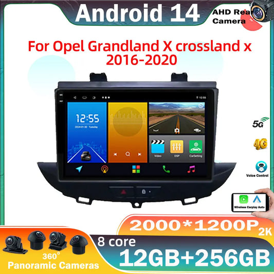 Android 14 For Opel Grandland X crossland x 2016-2020 Carplay Multimedia Monitor Screen Stereo Radio Video Player Car Navigation