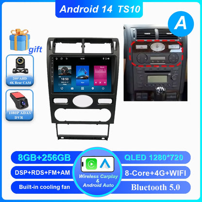 Android 14 Radio Stereo For Ford Mondeo MK 3 2000 2001 2002 2003 2004 2005-2007 Auto Multimedia Player GPS Navigation Bluetooth