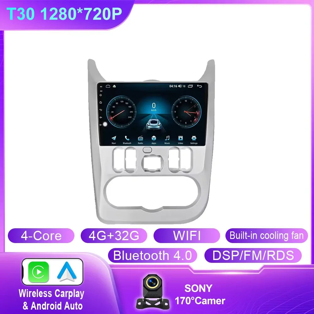Android 14 For Renault Logan 1 Sandero 2009 2010 2011 2012 - 2015 Largus Dacia Duster Car Radio Multimedia Player Stereo Carplay