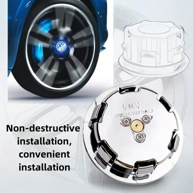 For Volkswagen wheel hub LED light caps floating luminous wheel hub covers suitable for Golf 4/6/7 Touran Passat Tiguan Polo