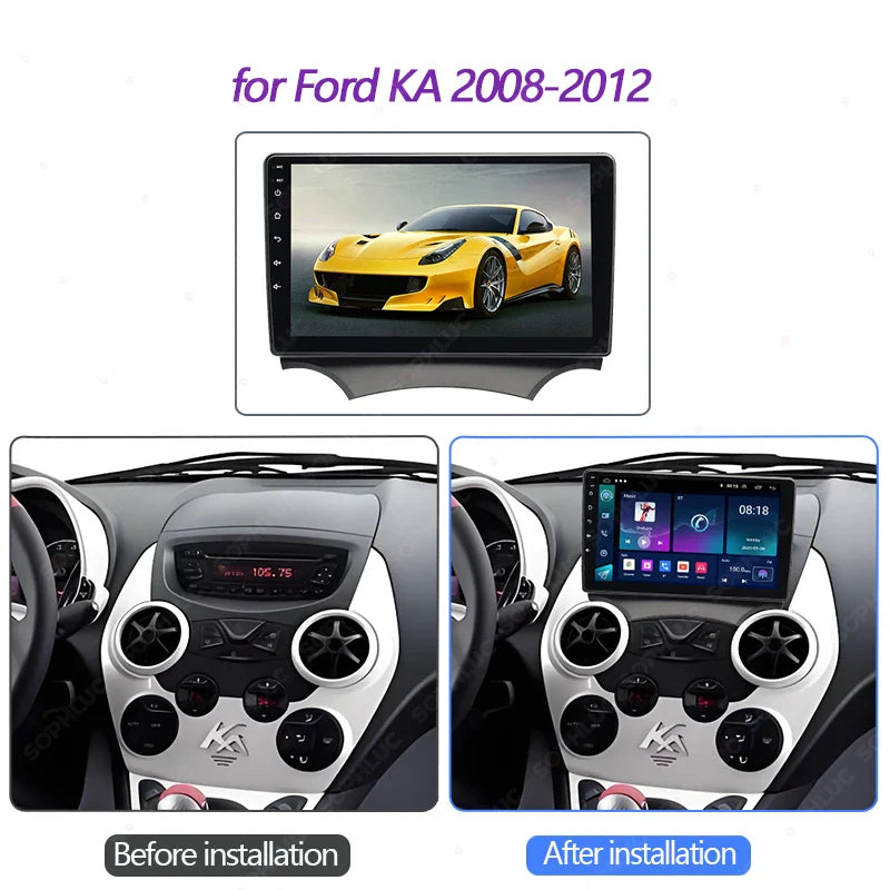 Sophluc 9 inch Android 13 Multimedia Vedio Player for Ford KA 2008-2012 Wireless Carplay GPS Navi BT FM DSP EQ Car Stereo Radio