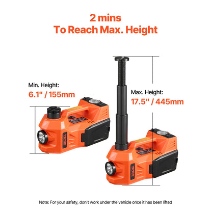 VEVOR Electric Car Jack, 5T Electric Scissor Jack with Built-In Inflator 12V Tire Changer with  LED Light for Sedan, SUV, Truck