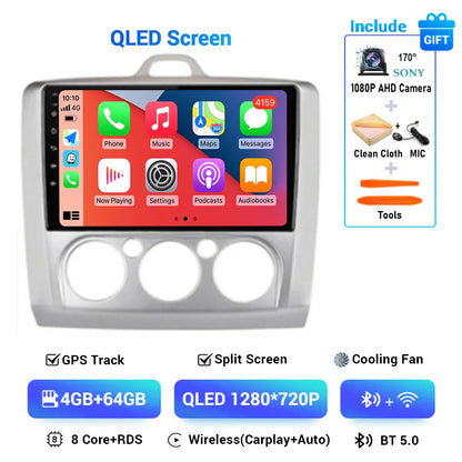 Android 13 Wireless CarPlay Auto For Ford Focus 2 3 Mk2 Mk3 2004-2011 4G+WIFI Car Radio Multimedia Stereo Player GPS 360 Camera
