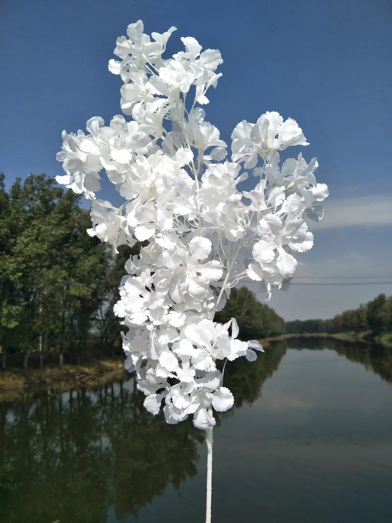100pcs 90cm White Branch Snow Cherry Blossom Artificial Flower Home Living Room Decoration Wedding Outdoor Party Shooting Props