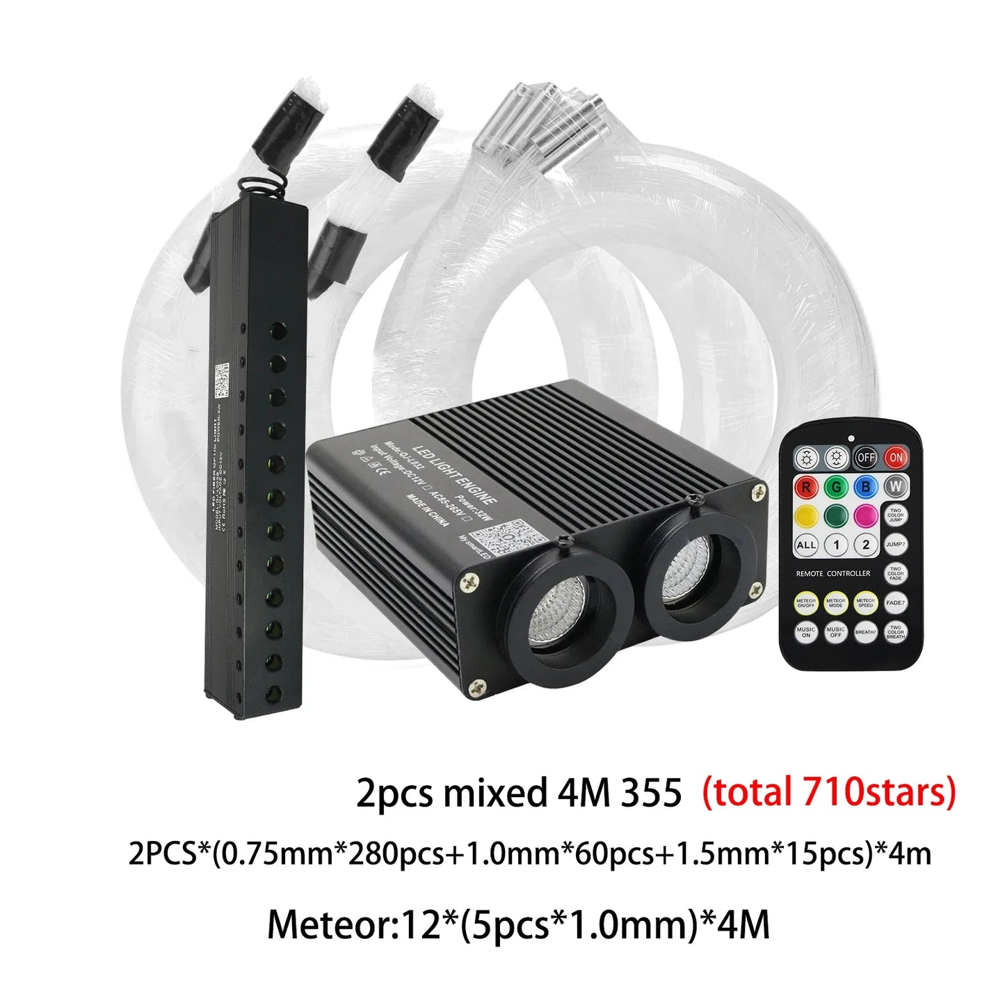 32W Dual Port RGBW Meteor Ceiling Car Roof Shooting Star Light LED Fiber Optic Light APP Music Starry sky Interior Atmosphere