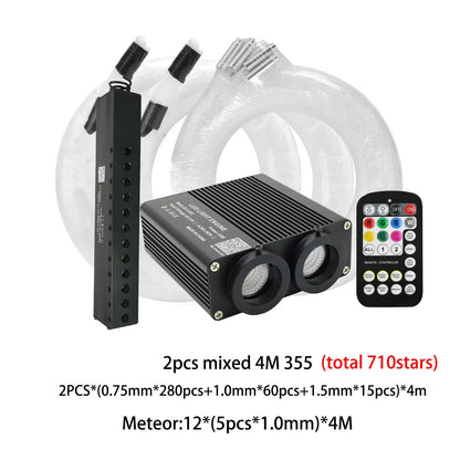 32W Dual Port RGBW Meteor Ceiling Car Roof Shooting Star Light LED Fiber Optic Light APP Music Starry sky Interior Atmosphere