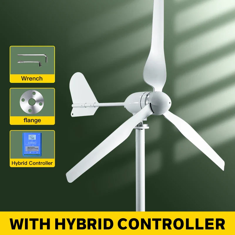 5000w 2kw Horizontal Wind Turbine Generator 96V 48V 24V Free Energy Magnetic Dynamo Strong Power 220v Inverter Output For Home power tools