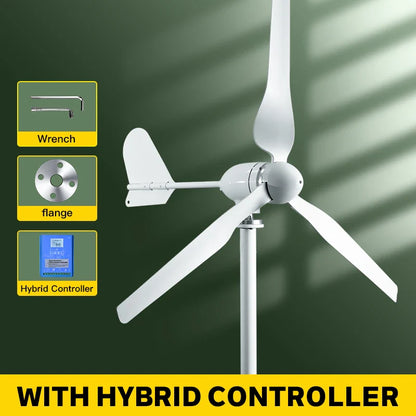 5000w 2kw Horizontal Wind Turbine Generator 96V 48V 24V Free Energy Magnetic Dynamo Strong Power 220v Inverter Output For Home power tools
