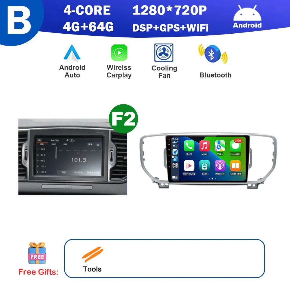 9 inch for KIA Sportage 4 QL 2016 2017 2018 Android Auto Navigation GPS Split Screen Wireless Carplay DSP Stereo Bluetooth WiFi