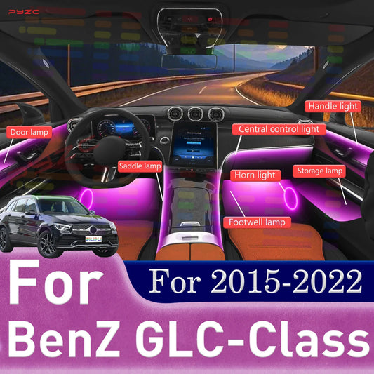 For BenZ GLC-Class Car Ambient Light Strip APP Operated 64 Color RGB Symphony Interior Acrylic Guide LED Atmosphere Lamp