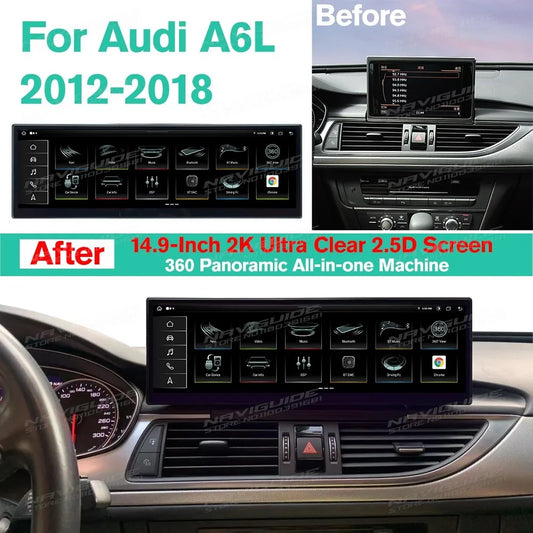 14.9" Android14 Car Radio For Audi A6L 2012-2018 Car Multimedia Player Wireless Carplay Android Auto Smart car system Navigation